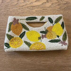 America & Beyond Lemon Beaded Clutch
